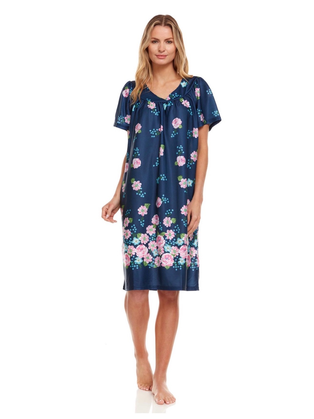 Lati Fashion Nightgown Womens SZ S Floral Muumuu Loungewear Sleepwear w/ pocket